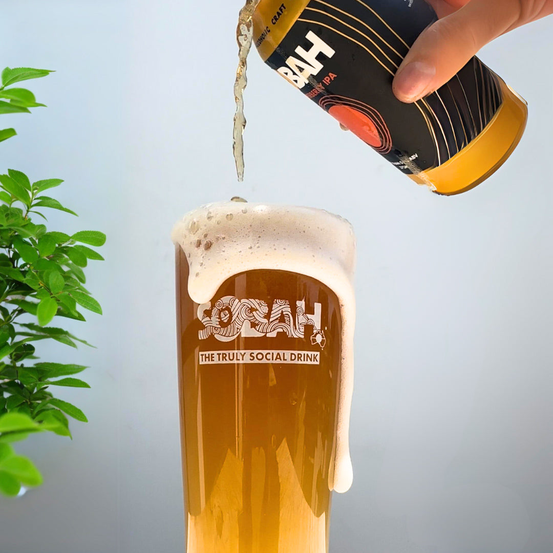 SOBAH Non-Alcoholic Beverages Pepperberry IPA 375mL can beer pour - non-alcoholic craft beer - boozzero.com