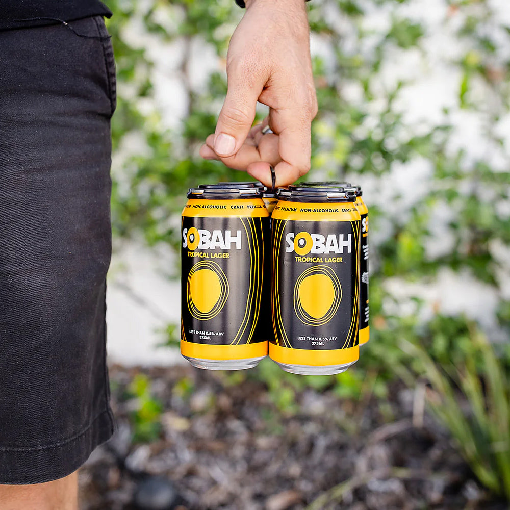 SOBAH Non-Alcoholic Beverages Tropical Lager 375mL can - 4-pack - non-alcoholic craft beer - boozzero.com 